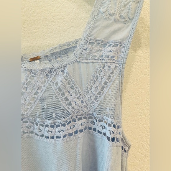 Free People Angel Blue Costa Mesh Open Back Tank Size Small - Picture 4 of 4
